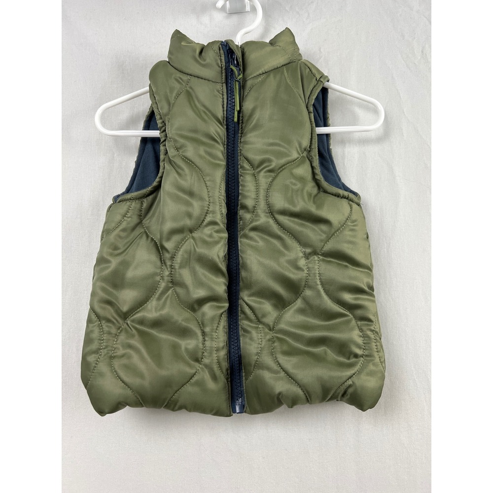 Tommy Bahama Puffer Vest Kids 3T Olive Green Quilted Full Zip Sleeveless